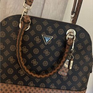 Guess Brown and Black Shoulder Bag with Elegant Design